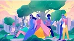 Minorities Illustration featuring a diverse mix of people mingling within a park