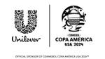 Black and white logos of Unilever and CONMEBOL Copa América USA 2024